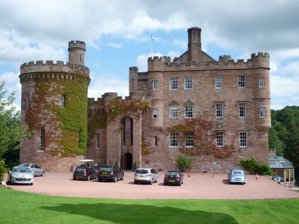 Dalhousie Castle above the River South Esk in Midlothian, Scotland, held by the Ramsay family from 1280 to 1972