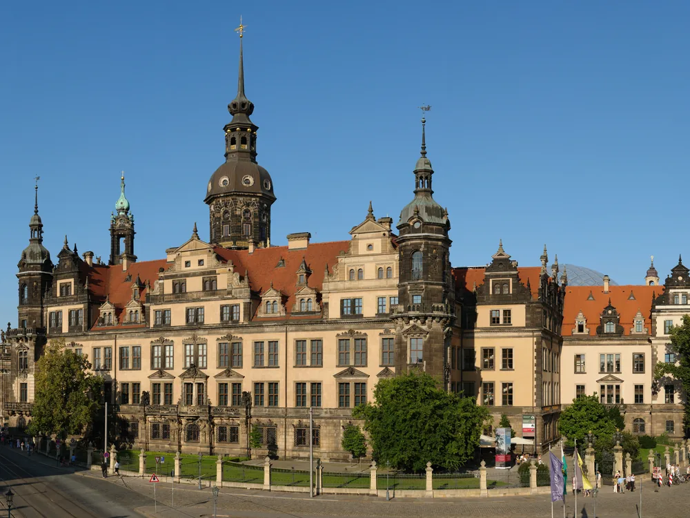 Residenzschloss Dresden and the Hausmannsturm in the Saxon capital's historic Altstadt, with the Hofkirche visible alongside