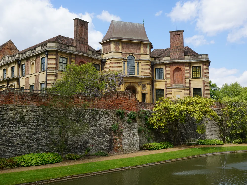 Eltham Palace in southeast London — the medieval Great Hall with its hammerbeam roof alongside the 1930s Art Deco mansion built by the Courtaulds, including purpose-designed rooms for their pet lemur Mah-Jongg