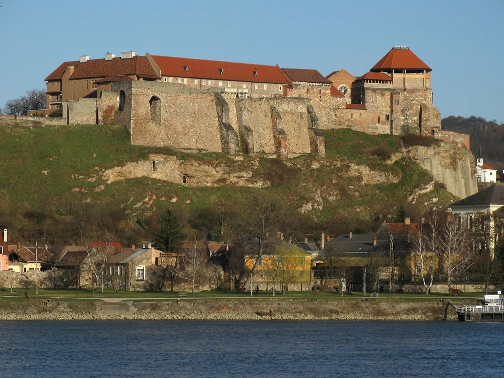 Esztergom Castle and Basilica above the Danube Bend on the Hungarian-Slovak border