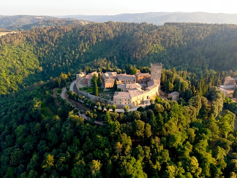 Gargonza Castle, a fortified medieval hamlet near Monte San Savino, Tuscany, Italy