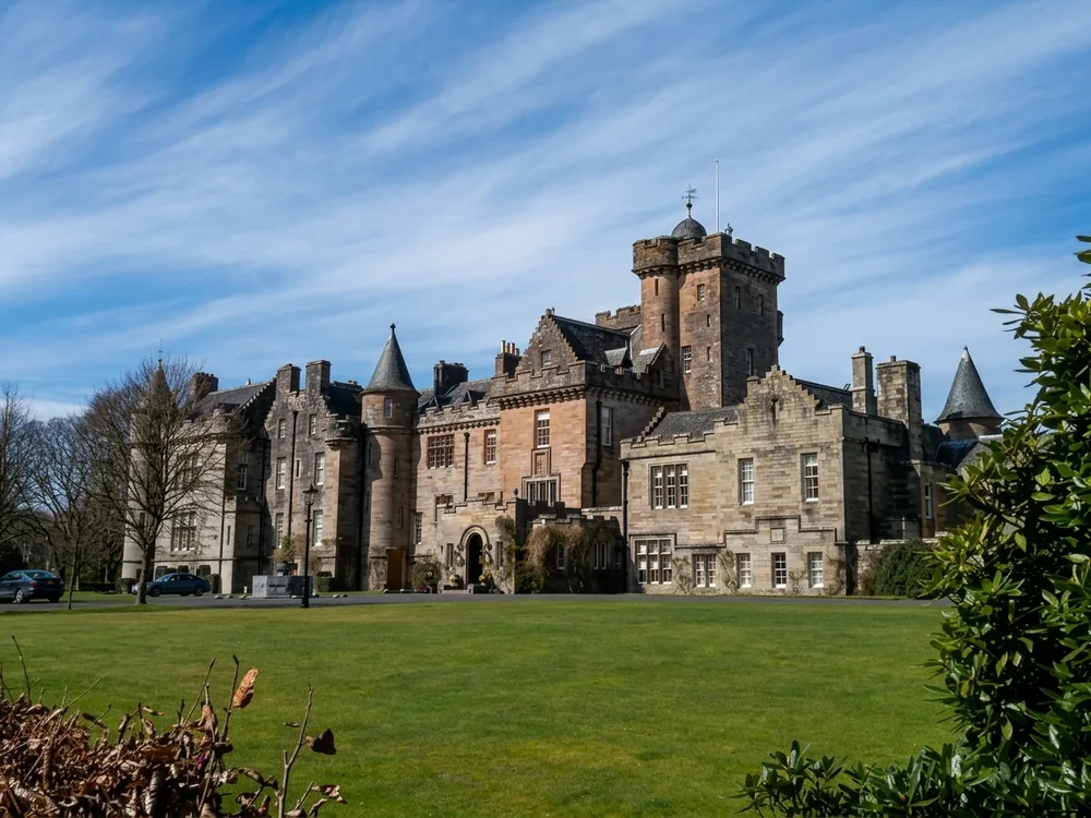 Glenapp Castle, a Scottish Baronial mansion by David Bryce overlooking the Firth of Clyde near Ballantrae, Ayrshire