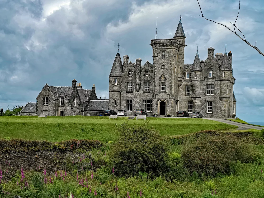 Glengorm Castle on the northern tip of the Isle of Mull, Scotland, a Victorian Baronial mansion now offered as self-catering accommodation