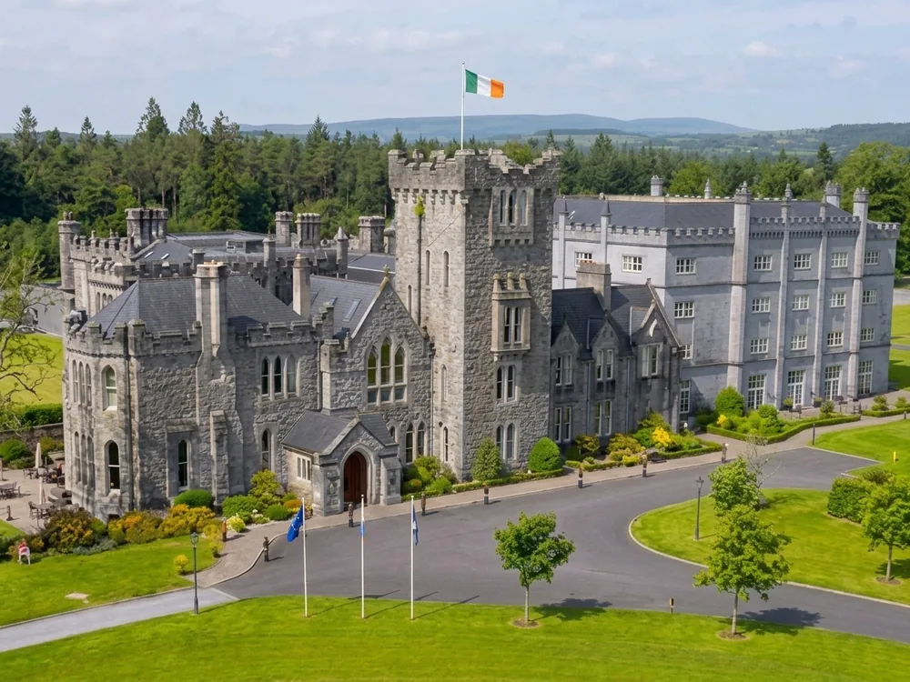 Kilronan Castle Estate & Spa beside Lough Meelagh in County Roscommon, Ireland, a 19th-century Baronial-style castle