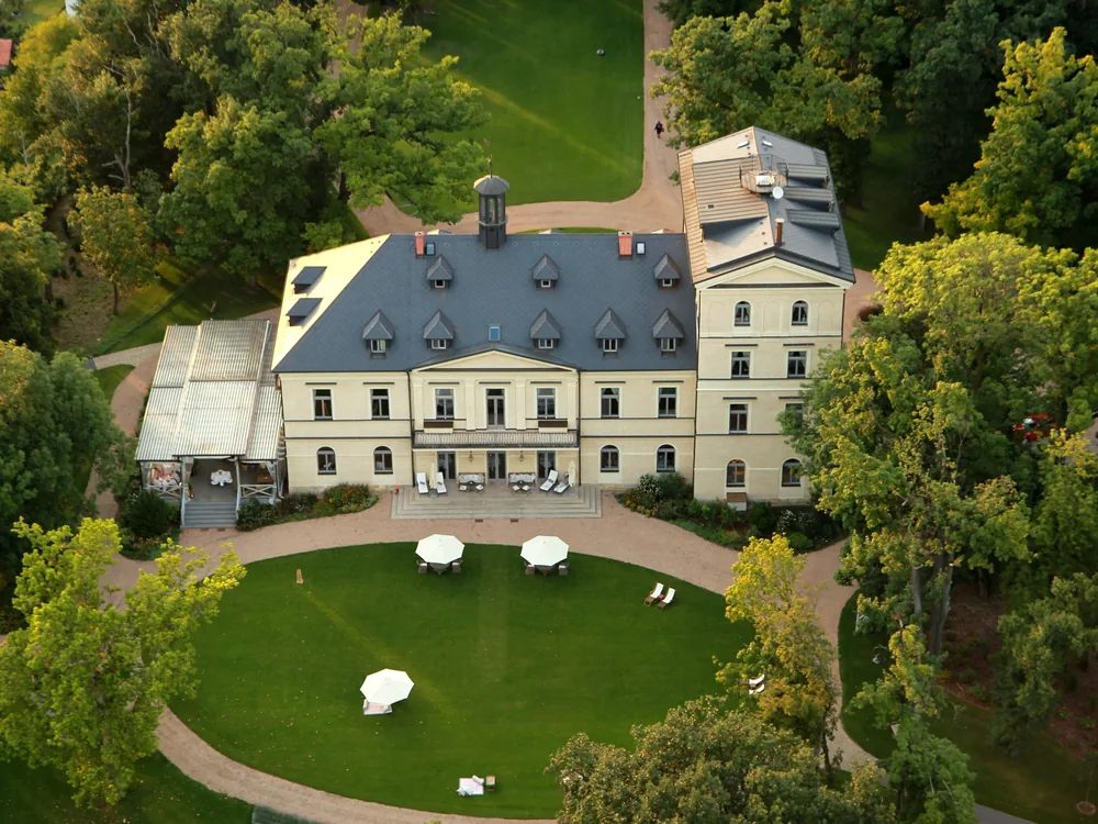 Mcely Château in Central Bohemia, Czech Republic — a Baroque hunting château built in 1698, now a five-star spa hotel