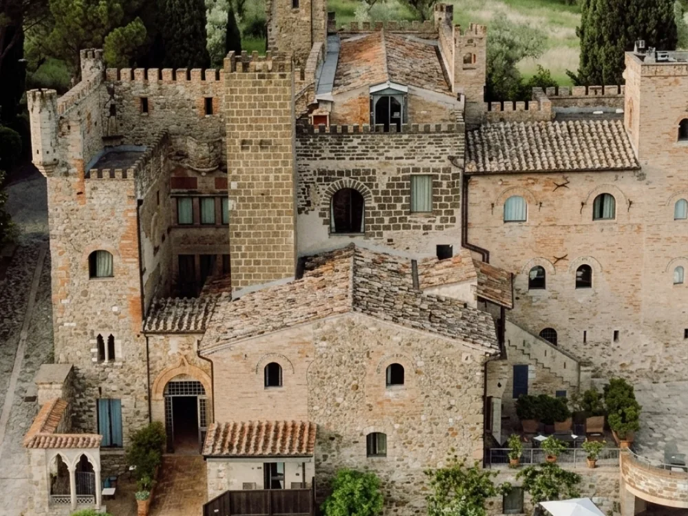 Monterone Castle (Castello Di Monterone) near Perugia, Umbria, Italy, a 13th-century fortress with a traditional Templar link