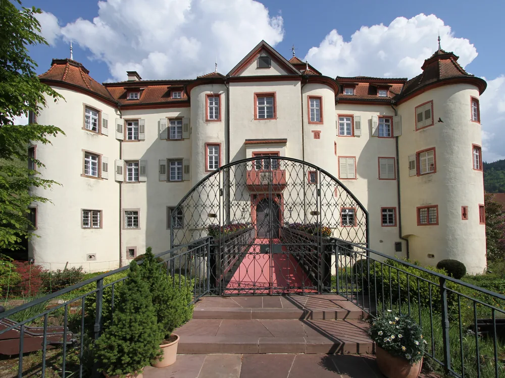 Neuweier Castle (Schloss Neuweier) among its own vineyards in the Neuweier district of Baden-Baden, Baden-Württemberg, Germany