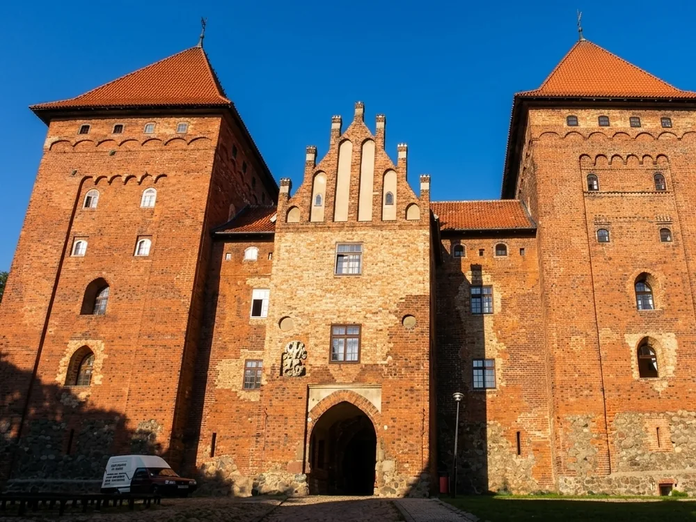 Nidzica Castle in Warmia-Masuria, Poland — a Brick Gothic Teutonic castle rebuilt between 1961 and 1965, now a museum with guest rooms