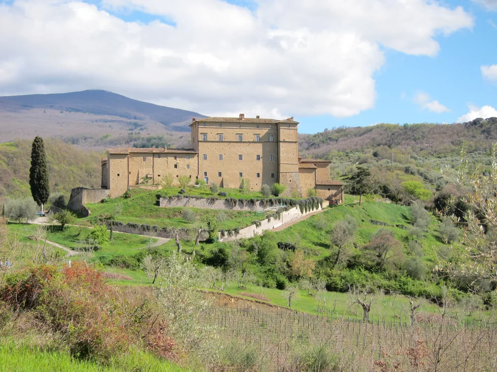 Potentino Castle, restored since 2000 from near-total ruin, on Monte Amiata, Tuscany, Italy