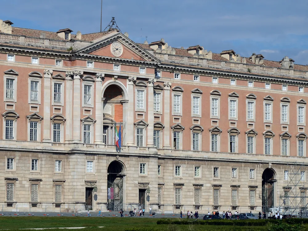 The Royal Palace of Caserta with its grand fountain gardens stretching to the cascade