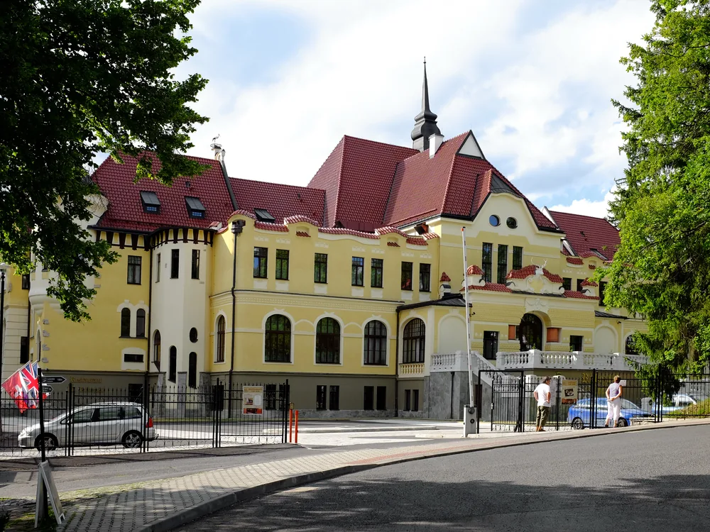 Rübezahl-Marienbad Castle Hotel above Mariánské Lázně, Czech Republic — a castle-style hotel built in 1903, now a five-star hotel with a spa