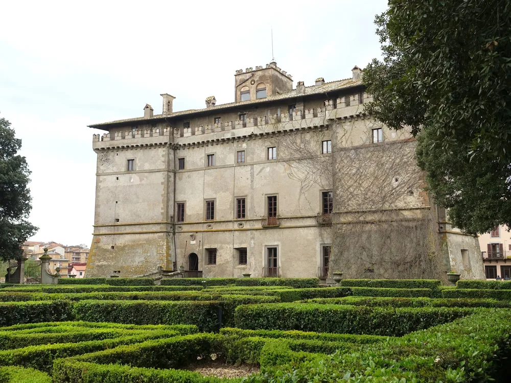 Ruspoli Castle in Vignanello, Lazio, Italy — a Renaissance castle with a box-hedge garden laid out around 1610