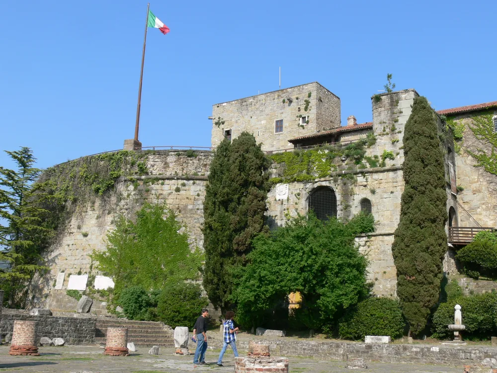 Castle of San Giusto on the hill above Trieste harbour in Italy