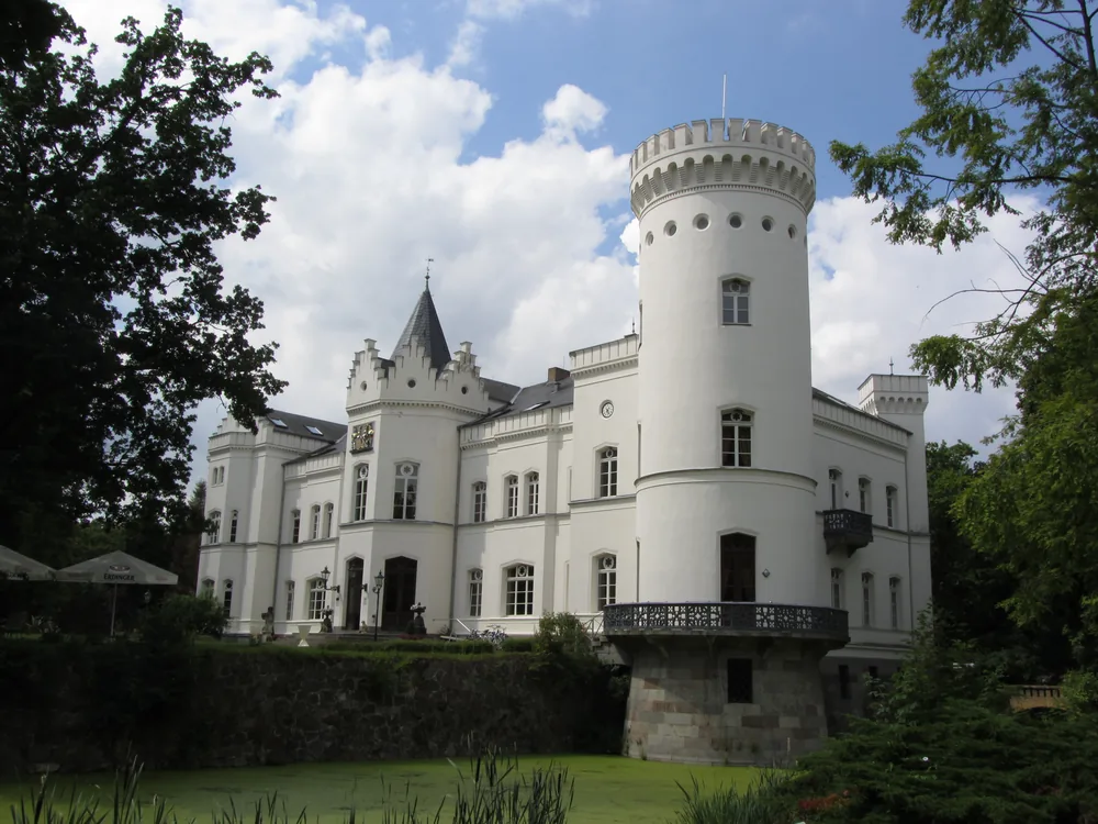 Schlemmin Castle (Schloss Schlemmin) near Tribsees, Mecklenburg-Vorpommern, Germany, a Gothic Revival building constructed 1846-1850