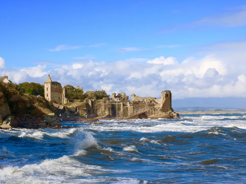 St Andrews Castle ruins on the North Sea cliffs in Fife, Scotland
