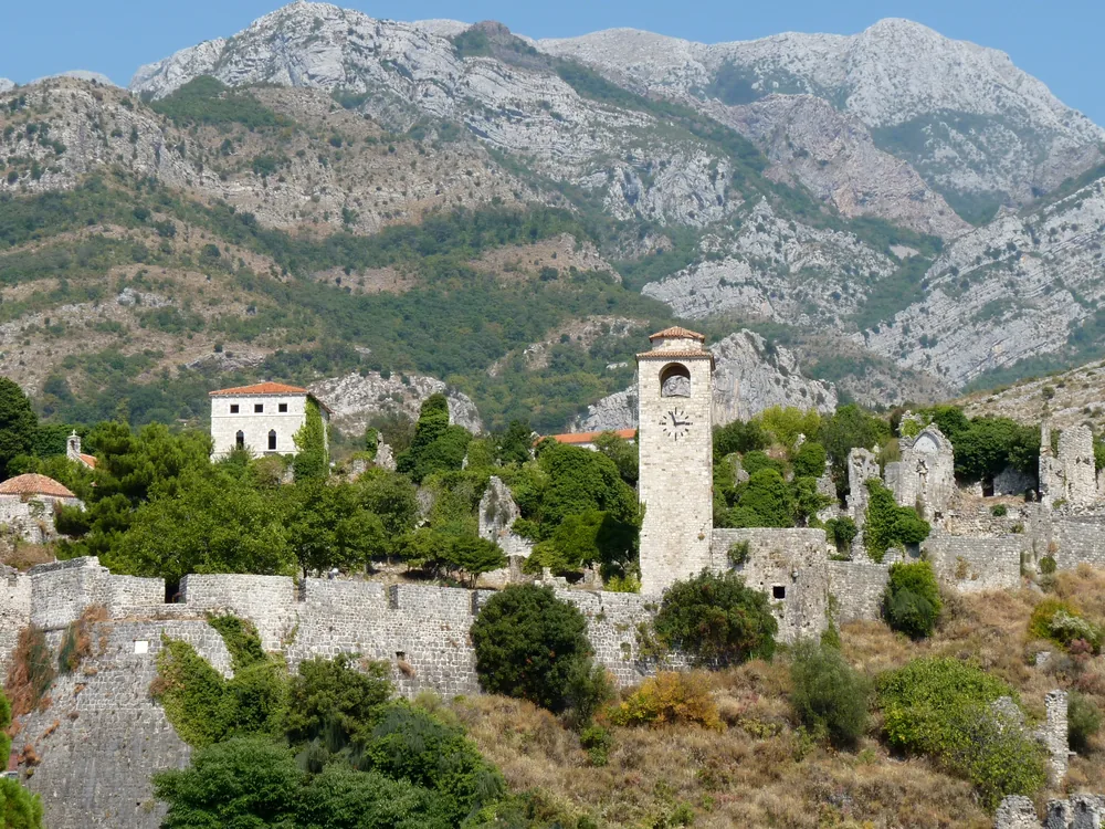 Stari Bar ruined Byzantine-Venetian-Ottoman fortified town on a Montenegrin hilltop above the Adriatic coast