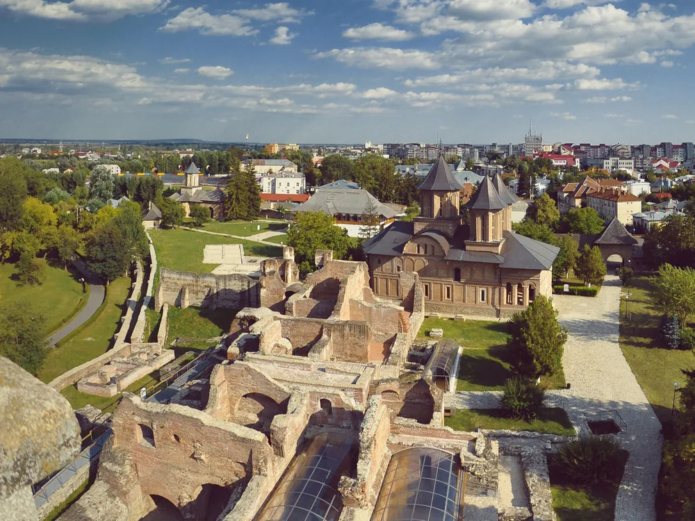 Chindia Tower (Turnul Chindiei) at the Curtea Domnească of Târgoviște — the 15th-century tower built by Vlad the Impaler at the medieval capital of Wallachia