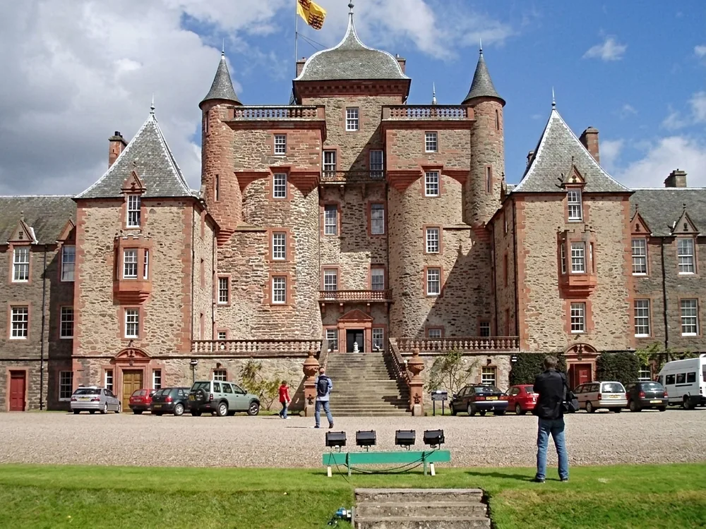 Thirlestane Castle above the Leader Water at Lauder, Scotland, rebuilt around 1670 by architect Sir William Bruce
