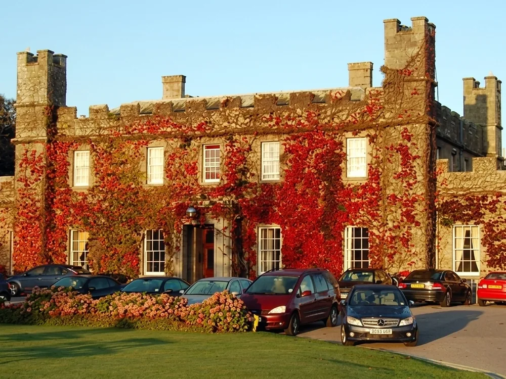 Tregenna Castle above St Ives Bay, Cornwall, England, an 18th-century castellated country house built in 1774