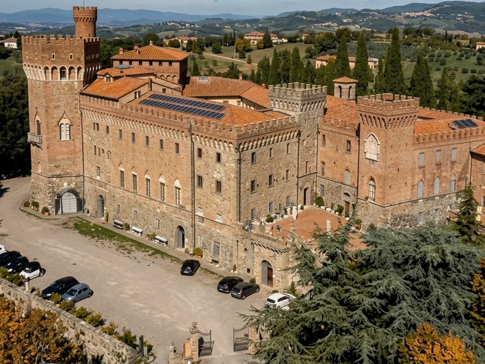 Valenzano Castle, a Lombard-origin watchtower held by the Ubertini family, near Arezzo, Tuscany, Italy
