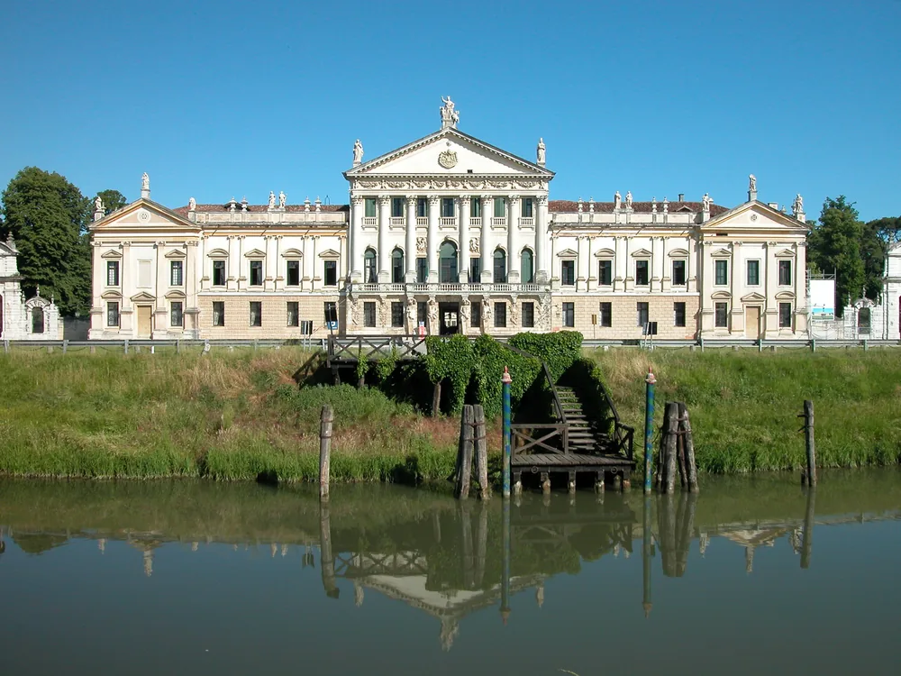 Villa Pisani on the Brenta Riviera near Stra, Veneto, Italy, an 18th-century Venetian villa with its famous boxwood maze