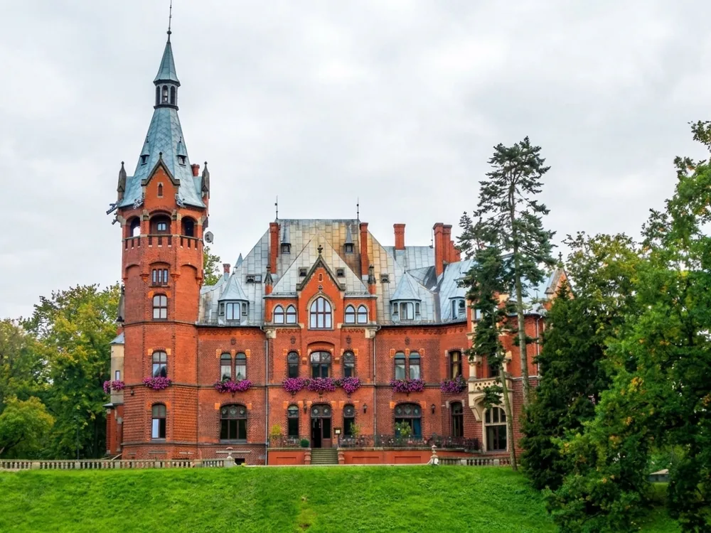 Wąsowo Palace in Greater Poland, Poland — a neo-Gothic villa built in 1870–1872 and rebuilt as a castle around 1900, now a hotel