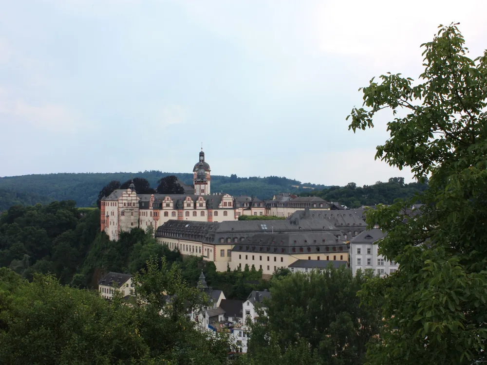 Weilburg Castle (Schlosshotel Weilburg) in the historic old town of Weilburg an der Lahn, Hesse, Germany