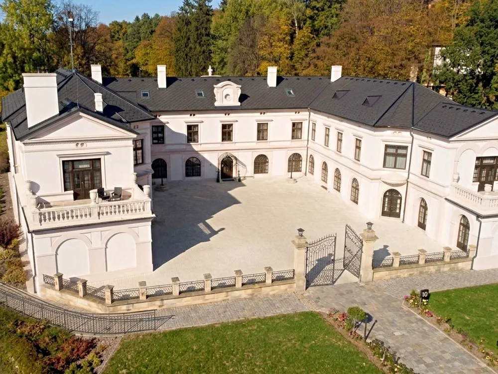 Wichterle Château in the centre of Slavičín, Zlín Region, Czech Republic — a Baroque château dated to around 1750, now a hotel with a beer spa
