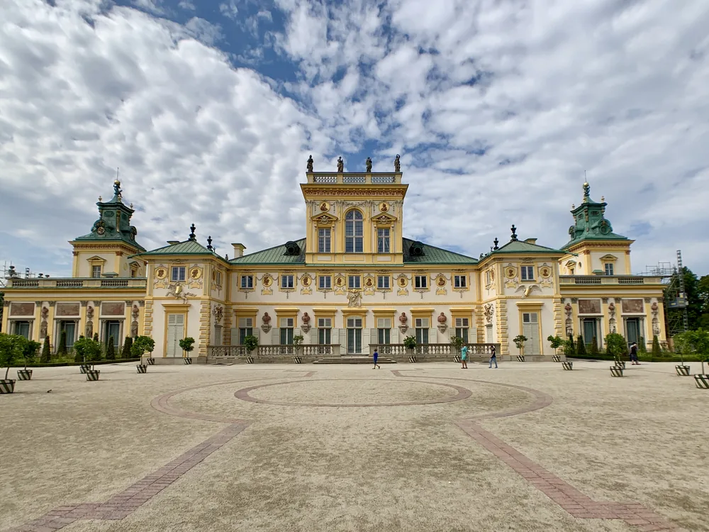 Wilanów Palace — the Baroque summer palace of King John III Sobieski, the 'Versailles of Warsaw', with its formal Italian garden and sculptural facade, southern Warsaw, Poland