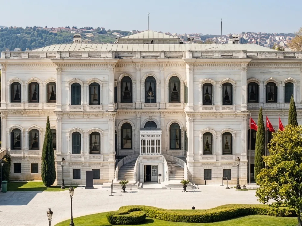 Yıldız Palace complex on a wooded hillside above the Bosphorus in Beşiktaş, Istanbul — Sultan Abdülhamid II's self-contained imperial compound and the seat of Ottoman power for 33 years