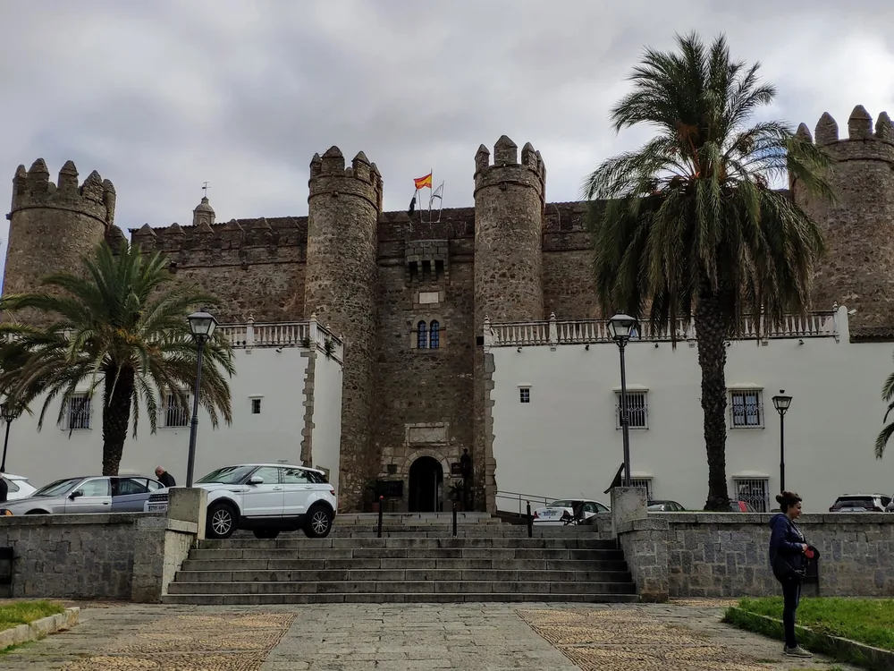 Zafra Castle, a Renaissance castle-palace and Parador hotel in the heart of Zafra's historic quarter, Badajoz, Extremadura, Spain