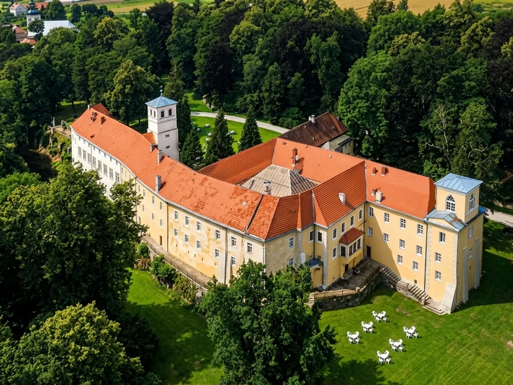 Zamek na Skale in Trzebieszowice, Lower Silesia, Poland — a 16th-century Renaissance residence in a riverside park near Lądek-Zdrój