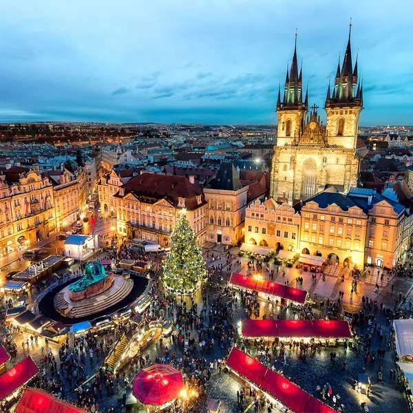 Prague Castle overlooking the Vltava River and Charles Bridge