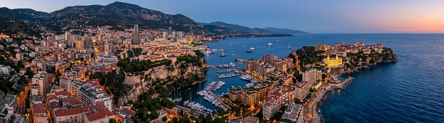 Prince's Palace of Monaco on Le Rocher above the Monaco harbor, seat of the Grimaldi dynasty