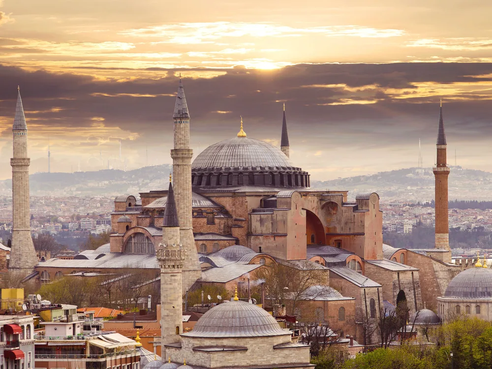 Yedikule Fortress walls in Istanbul at dusk