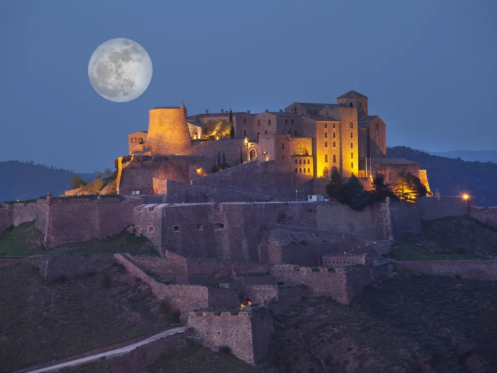 Cardona Castle and its 11th-century Romanesque church on the hilltop above the salt town of Cardona, Catalonia