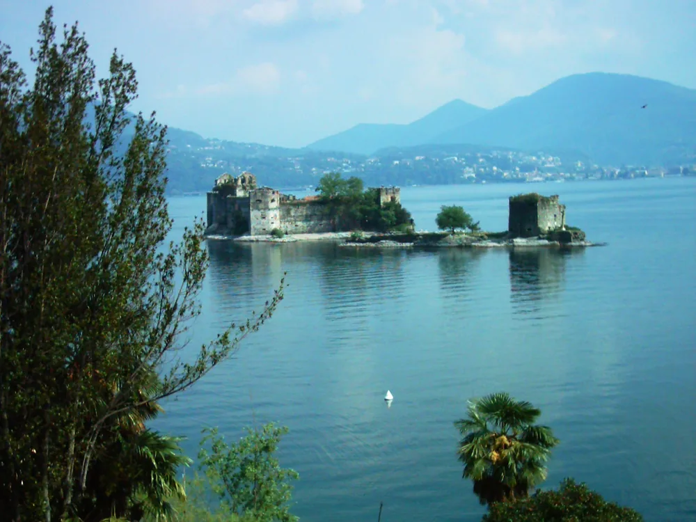 Castelli di Cannero — two ruined medieval island castles rising from the surface of Lake Maggiore near Cannero Riviera