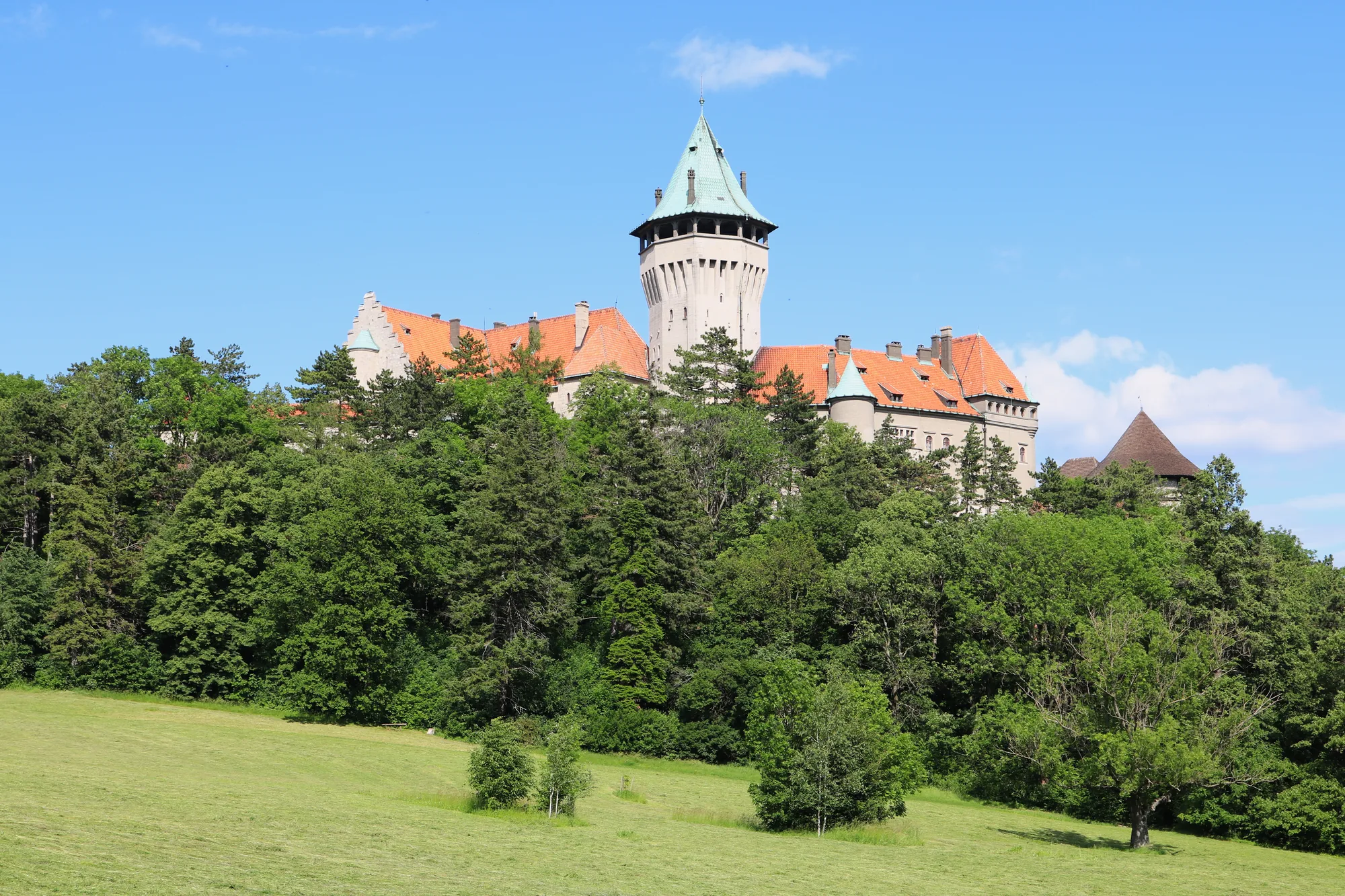 Červený Kameň Castle (Red Stone Castle) in the Small Carpathians, Slovakia, a 16th-century Renaissance fortress above the Záhorie lowland