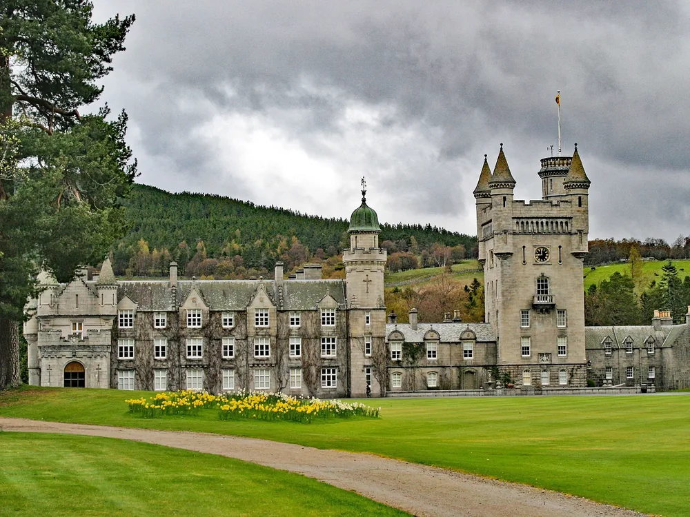 Balmoral Castle in Royal Deeside — the Royal Family's Scottish Highland retreat, accessible to visitors from 1 April to approximately 10 August, featured on the Edinburgh Balmoral and Scone Palace Royal Tour