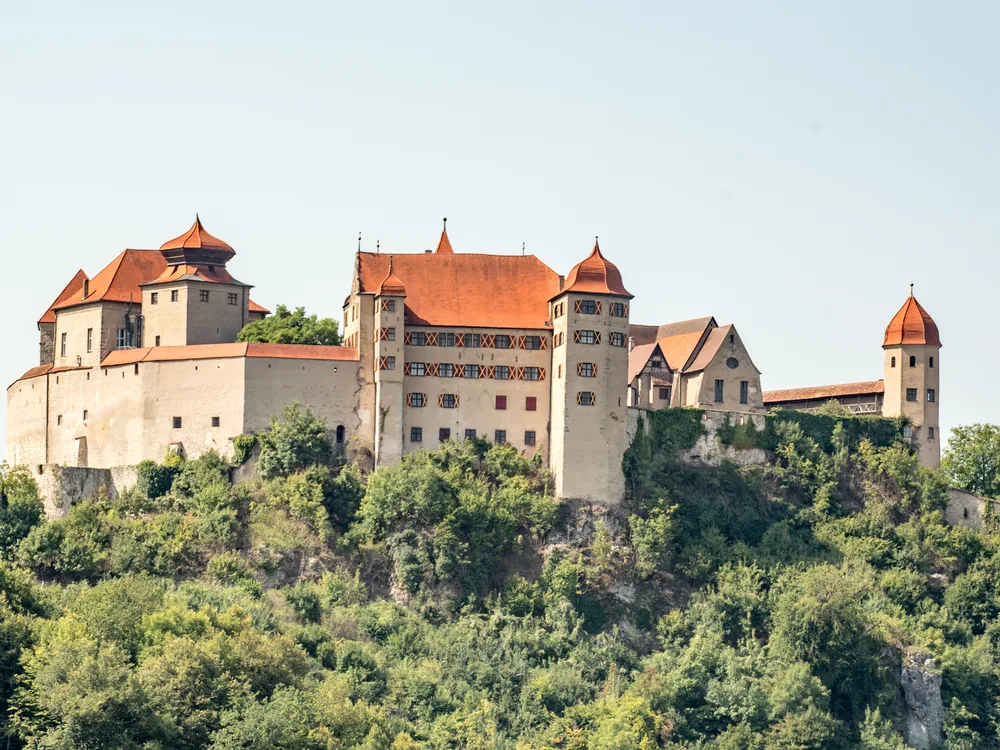 Rothenburg ob der Tauber's medieval walls and towers above the Tauber valley